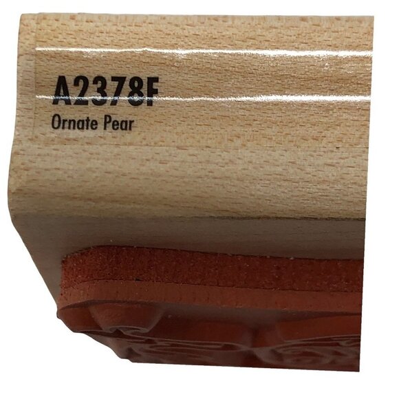 Rubber Stampede Ornate Pear Wood Mounted Rubber Stamp Nature Fruit Crafting - Picture 4 of 4